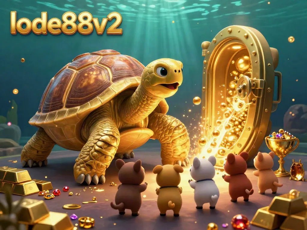 Engage in the vibrant gambling world of lode88v2 featuring a tortoise pinball machine and treasure vault.
