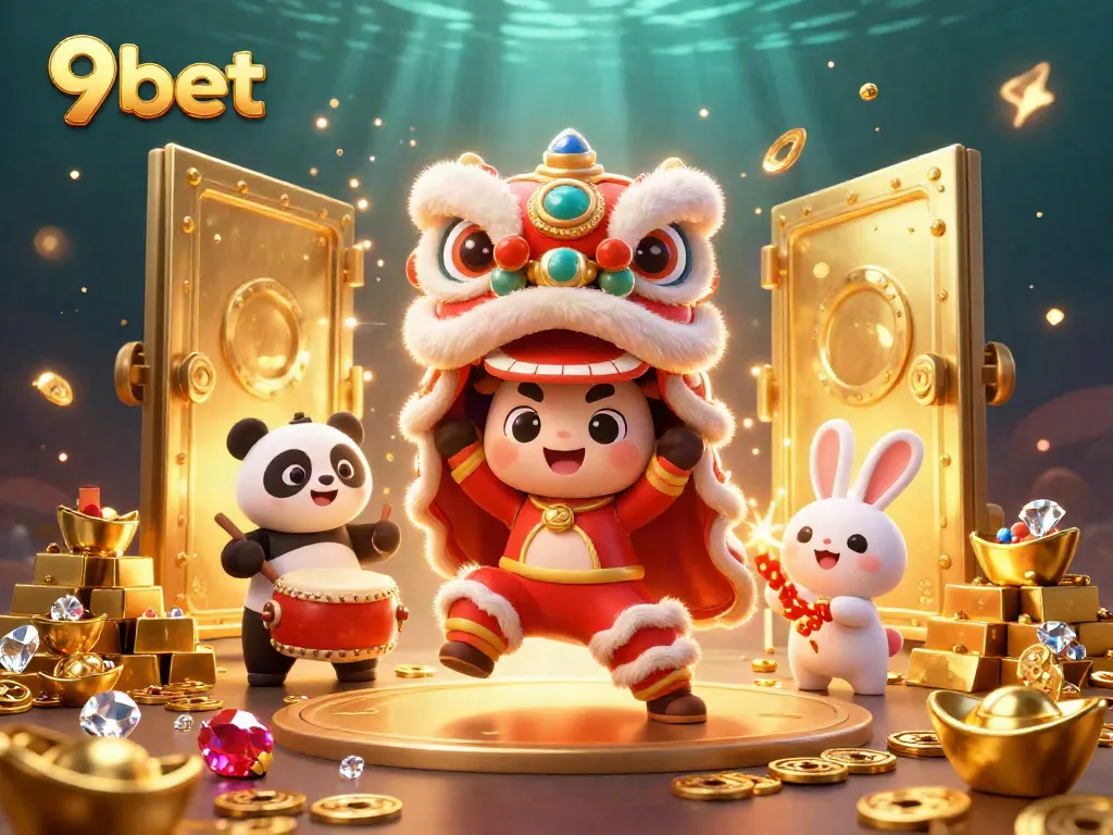 Experience the vibrant world of 9bet with a captivating lion dance and dazzling treasures.