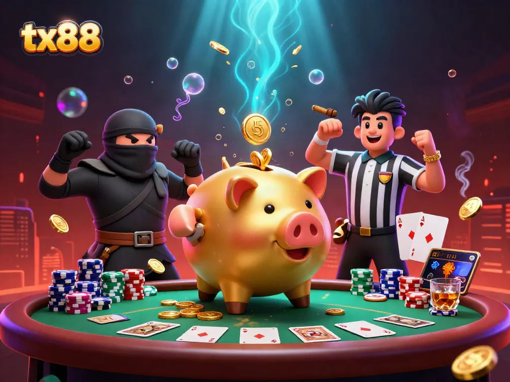 Exciting tx88 gaming scene with dynamic characters and casino elements.