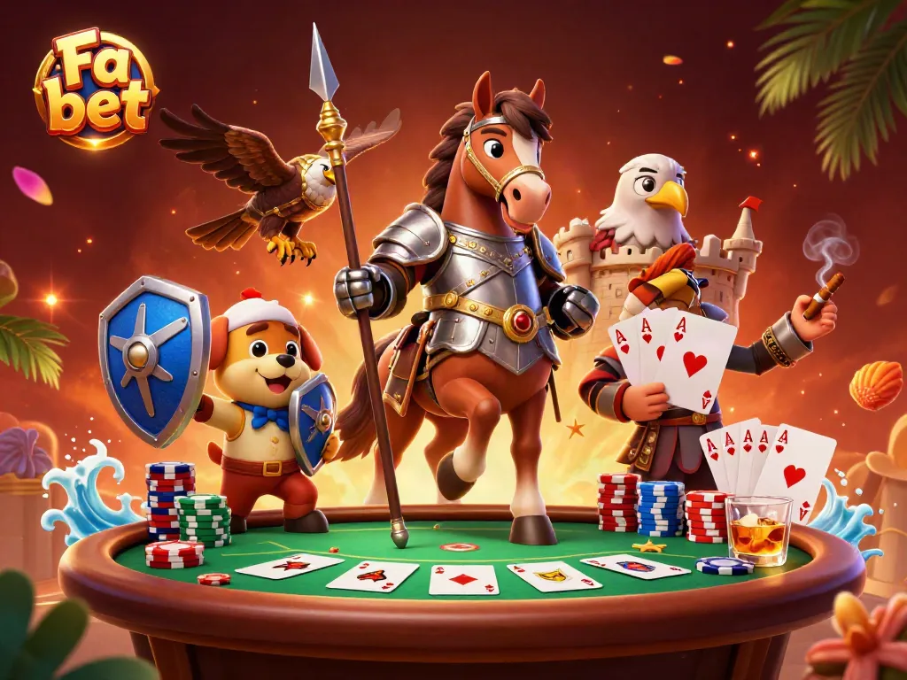 Engage with Fa bet at a lively casino scene filled with poker, excitement, and adventure.