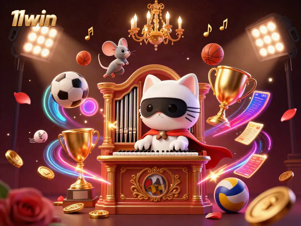 Experience the excitement of 11win with vibrant casino-themed 3D illustration showcasing dynamic gaming elements.