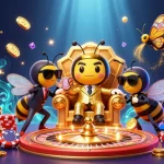 Experience the thrill of NET88 with a bumblebee mob boss and dazzling casino elements in a vibrant 3D scene