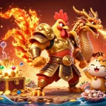 Win big with gem88pa featuring a samurai rooster warrior and dragon in an exciting casino adventure.