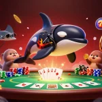 Spielen Sie im realzcasino mit einem 3D-Orca in Lederjacke und Ottern, während sie Goldmünzen sammeln.