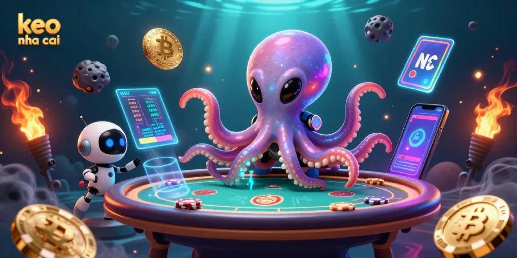 Experience engaging gameplay with keo nha cai while exploring vibrant alien worlds in a dazzling casino scene.