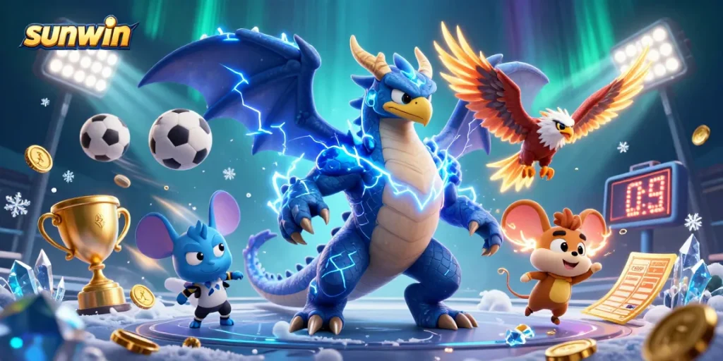Experience thrilling gameplay with sunwin as animated characters soar amidst vibrant casino elements.