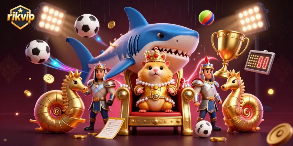 Experience thrilling gaming at rikvip with a vibrant 3D illustration showcasing the excitement of the casino world.